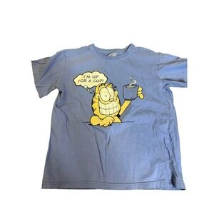 Yousta Shirt Youth 10-12 Blue Garfield I'm Up For A Cup Graphic Tee Coffee
